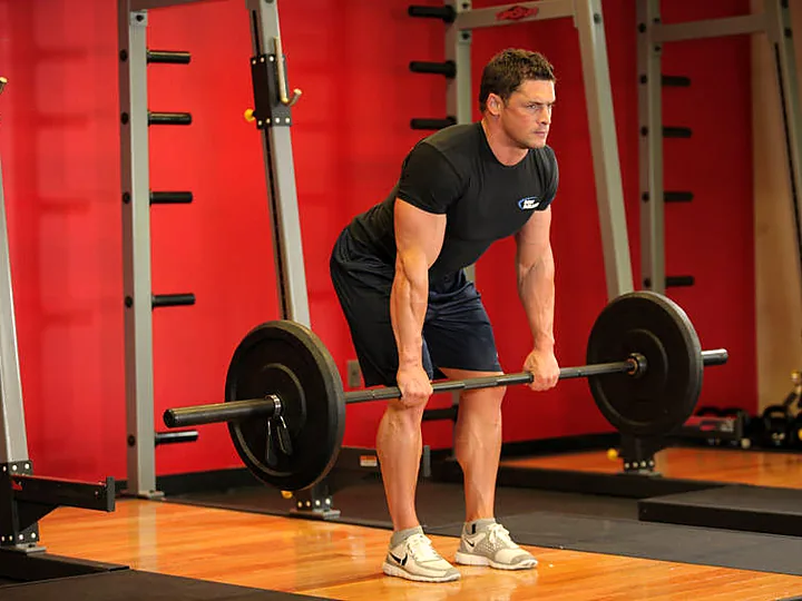 Bent-Over Barbell Row: starting position