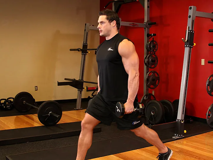 Dumbbell Lunges: starting position