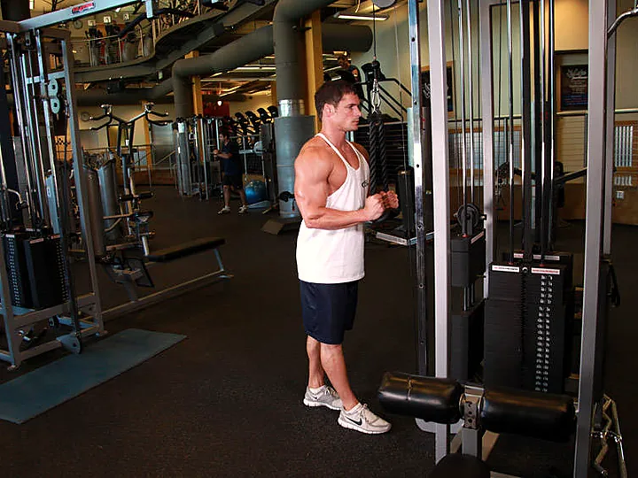 Rope Triceps Pushdown: starting position